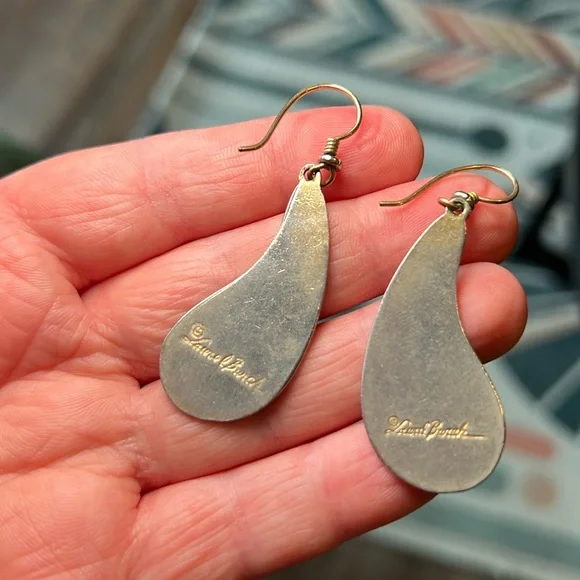 Laurel Burch cloisonné enamel sparrow bird dangle earrings - Picture 2 of 3